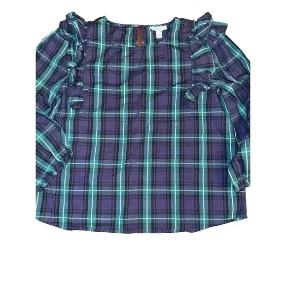 JCREW  CREWCUTS PLAID TOP size Large -10 girls - Picture 1 of 5